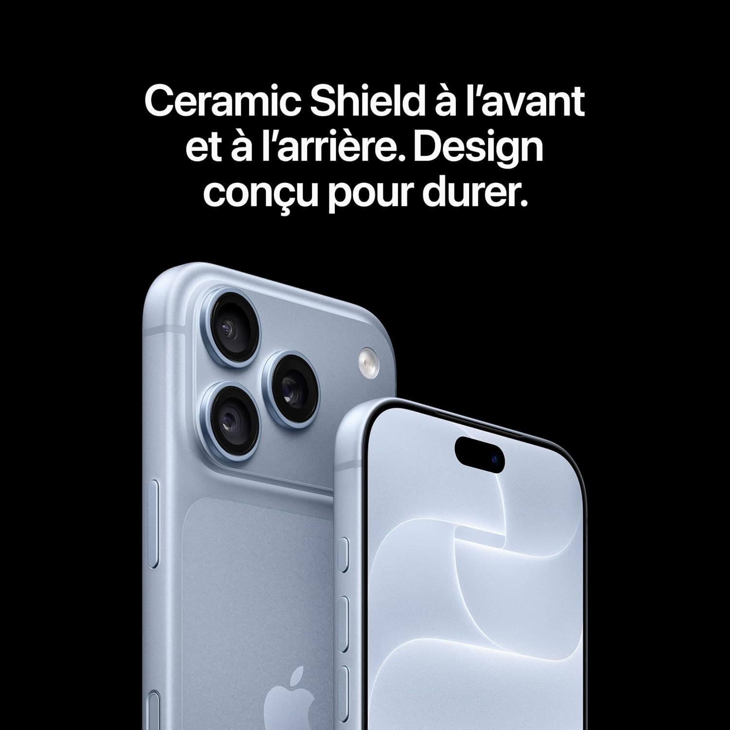 iPhone 18 Pro Max Glacier en gros plan, Ceramic Shield à l'avant et à l'arrière